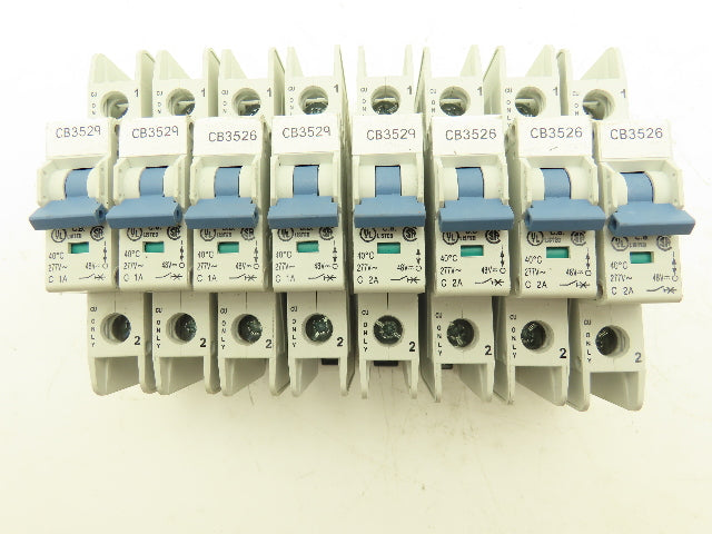 Allen Bradley 1489-A1C010 | 1489-A1C020 Circuit Breaker 1-Pole 1A/2A Lot of 8