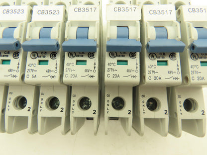 Allen Bradley 1489-A1C050 | 1489-A1C200 Circuit Breaker 1-Pole 5A/20A Lot of 8