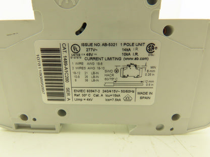 Allen Bradley 1489-A1C050 | 1489-A1C200 Circuit Breaker 1-Pole 5A/20A Lot of 8