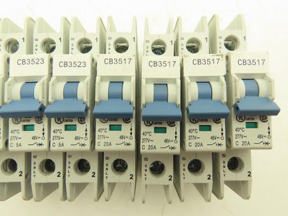 Allen Bradley 1489-A1C050 | 1489-A1C200 Circuit Breaker 1-Pole 5A/20A Lot of 8