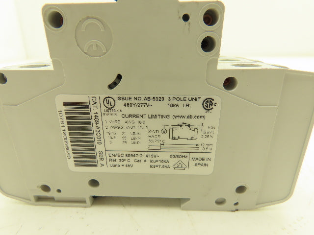 Allen Bradley 1489A3C010 | AB-5329 1489-A3C010 Circuit Breaker 3-Pole 1A 480v