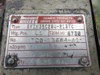 Rexnord SKZN35C20U-213TC Gearbox 20:1 Reducer 88rpm 5Hp 213/215TC LH Output