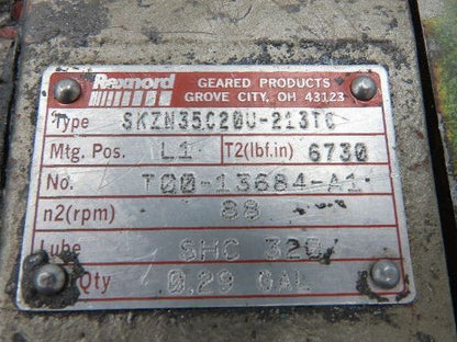 Rexnord SKZN35C20U-213TC Gearbox 20:1 Reducer 88rpm 5Hp 213/215TC LH Output