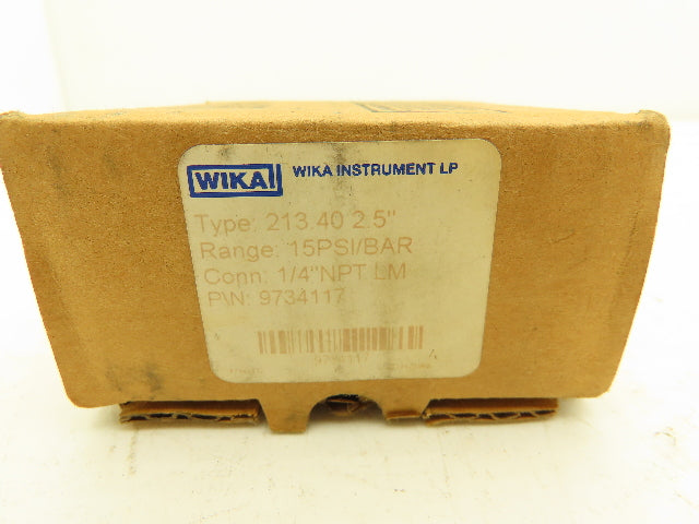 Wika 9734117 Pressure Gauge Liquid Filled 2-1/2" Dial 15psiBar 1/4" NPT Lot of 2