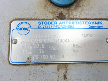Dietz/Stober S402SF0290D100K4 Gearmotor 60 RPM 2.2Kw 277/480V 3PH Hollow Shaft