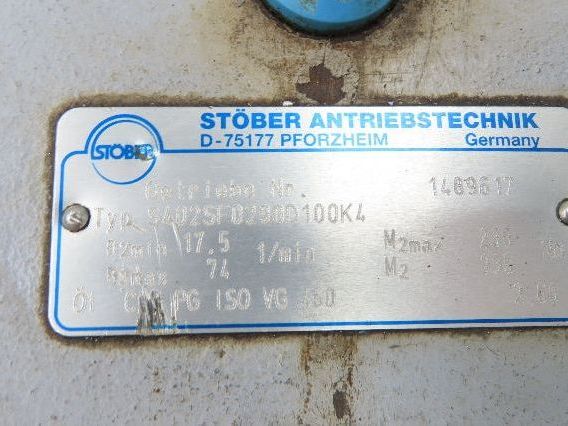 Dietz/Stober S402SF0290D100K4 Gearmotor 60 RPM 2.2Kw 277/480V 3PH Hollow Shaft