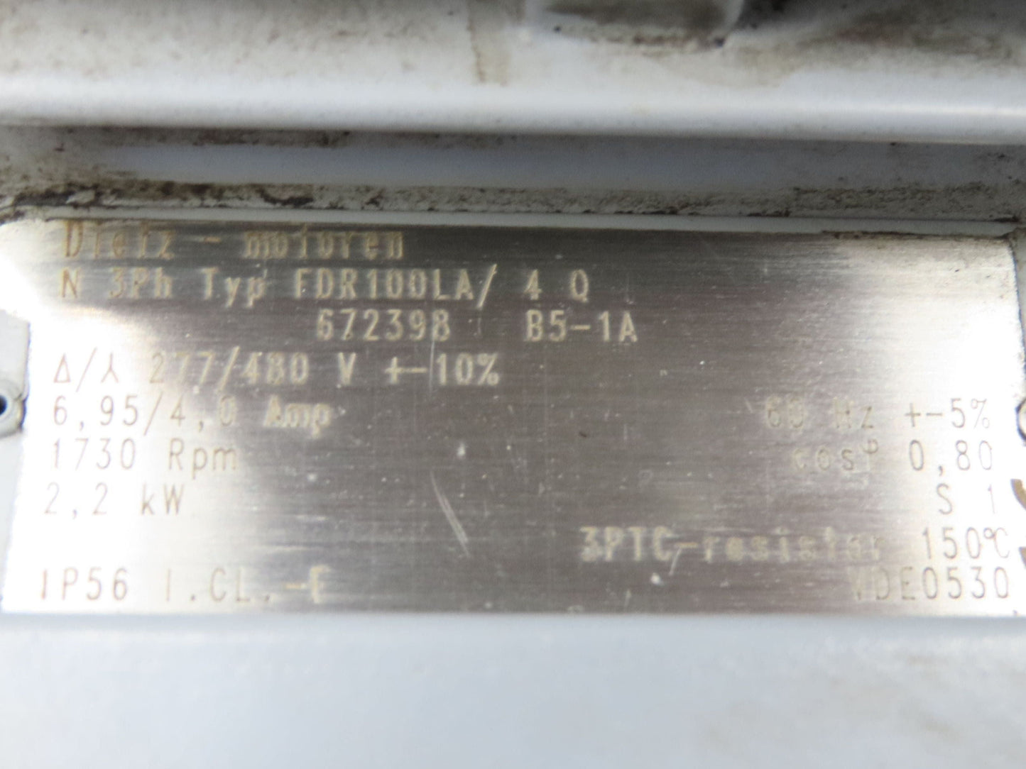 Dietz/Stober S402SF0290D100K4 Gearmotor 60 RPM 2.2Kw 277/480V 3PH Hollow Shaft