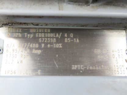 Dietz/Stober S402SF0290D100K4 Gearmotor 60 RPM 2.2Kw 277/480V 3PH Hollow Shaft