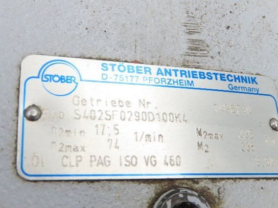 Dietz/Stober S402SF0290D100K4 Gearmotor 60 RPM 2.2Kw 277/480V 3PH Hollow Shaft