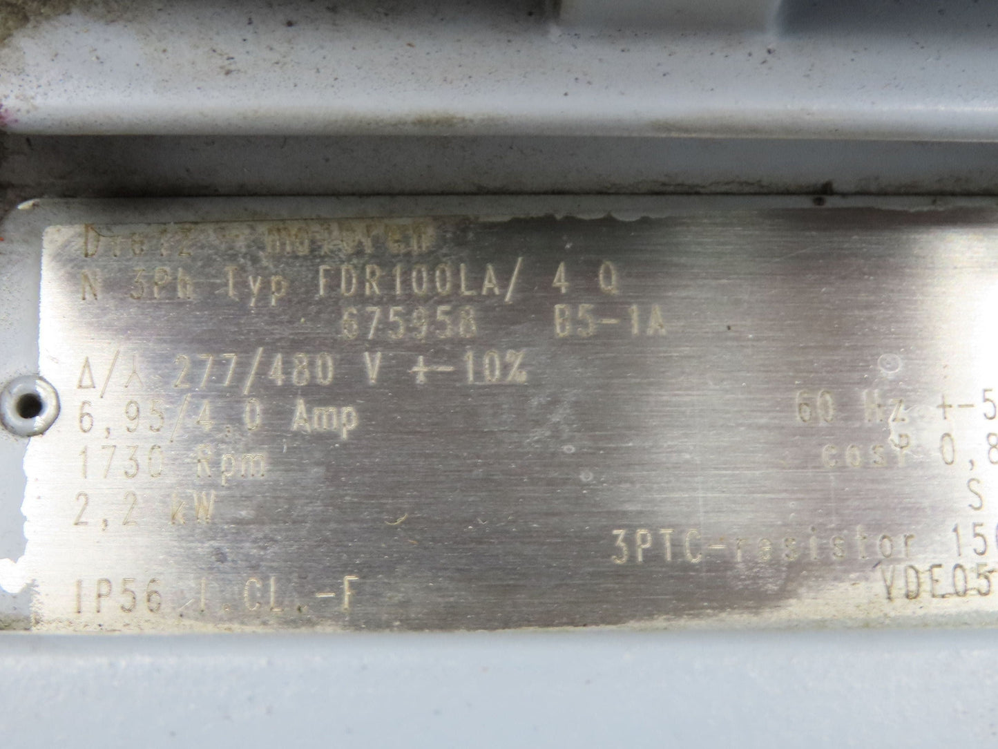 Dietz/Stober S402SF0290D100K4 Gearmotor 60 RPM 2.2Kw 277/480V 3PH Hollow Shaft