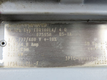 Dietz/Stober S402SF0290D100K4 Gearmotor 60 RPM 2.2Kw 277/480V 3PH Hollow Shaft