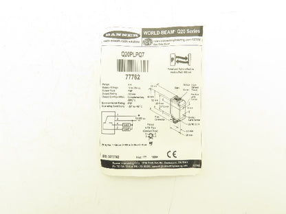 Banner Q20PLPQ7 Photoelectric Sensor Retroreflective 10-30vdc 4m Sensing Dist.