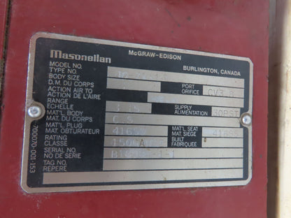 Masoneilan 48-21114 Pneumatic Diaphragm 1" Control Valve *Butt Weld Ends are Cut