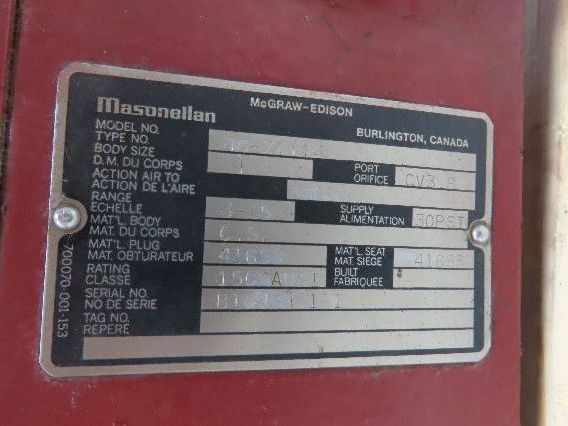 Masoneilan 48-21114 Pneumatic Diaphragm 1" Control Valve *Butt Weld Ends are Cut