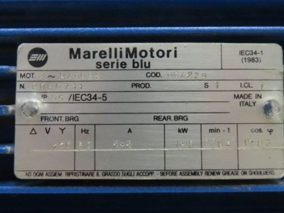 Marelli Motori MA90S2 Centrifugal Squirrel Fan Blower 3390rpm 230/460v 3Ph 2Hp