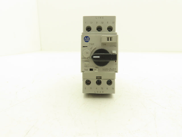 Allen Bradley 140U-D6D3-B20 Circuit Breaker 600VAC 3ph 2A Motor Protection MSP