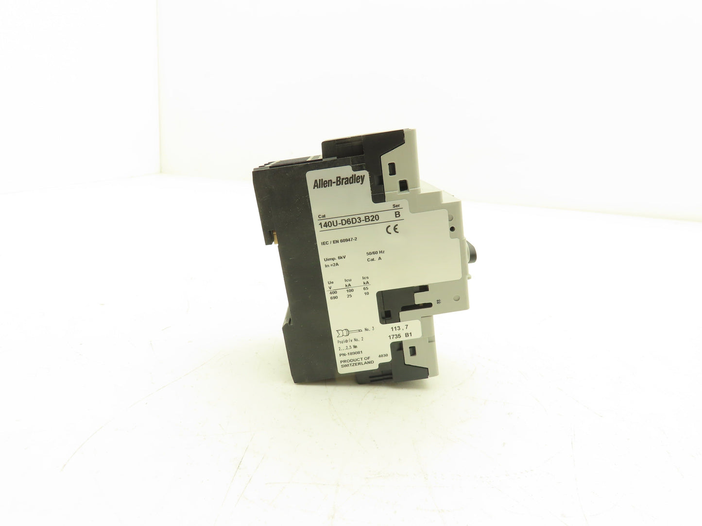Allen Bradley 140U-D6D3-B20 Circuit Breaker 600VAC 3ph 2A Motor Protection MSP