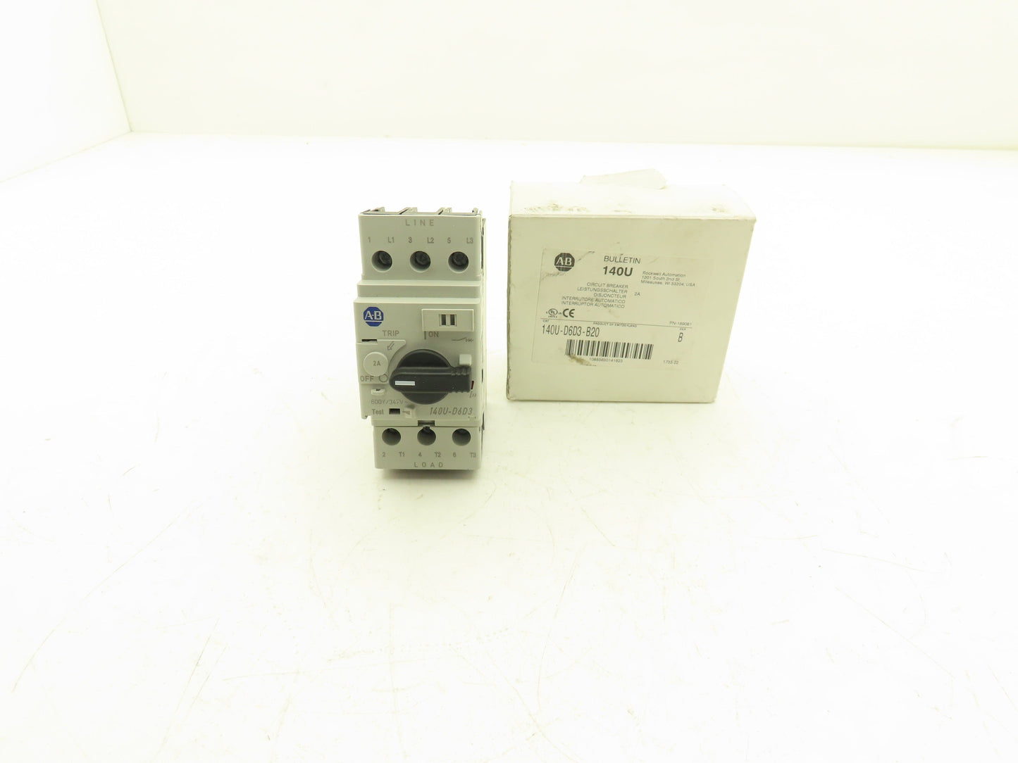 Allen Bradley 140U-D6D3-B20 Circuit Breaker 600VAC 3ph 2A Motor Protection MSP