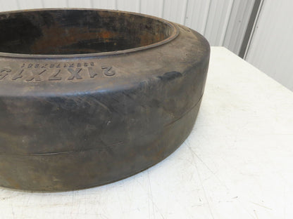 Wide Track 21x7x15 21x7x15 Forklift Tire Smooth Solid Press-on Black