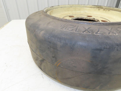 Super Solid 18x7x12-1/8 Forklift Tire Smooth Solid Press-on Black 5x138mm Rim