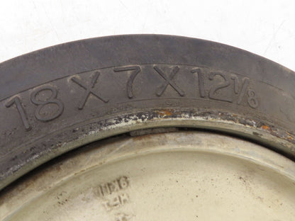 Super Solid 18x7x12-1/8 Forklift Tire Smooth Solid Press-on Black 5x138mm Rim