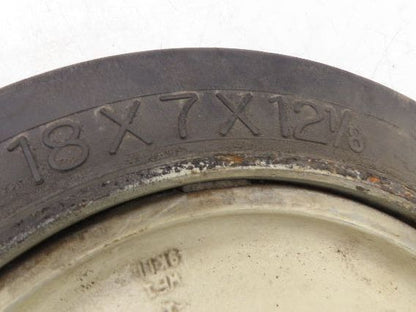 Super Solid 18x7x12-1/8 Forklift Tire Smooth Solid Press-on Black 5x138mm Rim