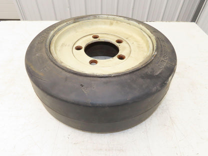 Super Solid 18x7x12-1/8 Forklift Tire Smooth Solid Press-on Black 5x138mm Rim