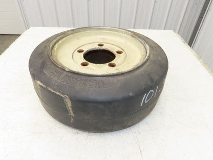 Super Solid 18x7x12-1/8 Forklift Tire Smooth Solid Press-on Black 5x138mm Rim