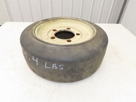 Super Solid 18x7x12-1/8 Forklift Tire Smooth Solid Press-on Black 5x138mm Rim