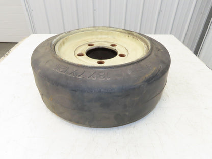 Super Solid 18x7x12-1/8 Forklift Tire Smooth Solid Press-on Black 5x138mm Rim