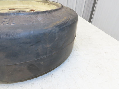 Super Solid 18x7x12-1/8 Forklift Tire Smooth Solid Press-on Black 5x138mm Rim