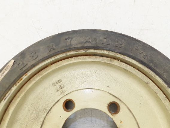 Monarch 18x7x12-1/8 Forklift Tire Smooth Solid Press-on Black 5x138mm Rim