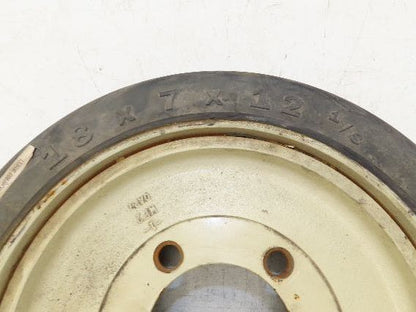 Monarch 18x7x12-1/8 Forklift Tire Smooth Solid Press-on Black 5x138mm Rim