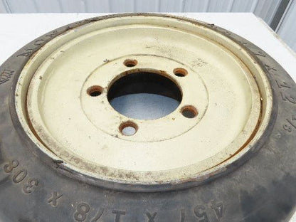 Monarch 18x7x12-1/8 Forklift Tire Smooth Solid Press-on Black 5x138mm Rim