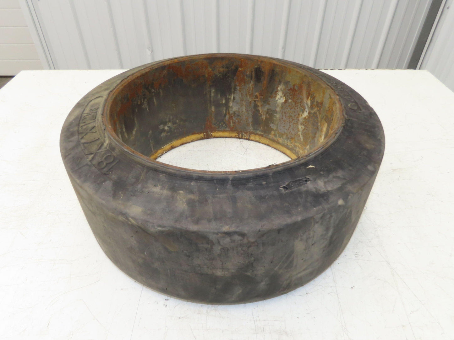 Super Solid 18x7x12-1/8 Forklift Tire Smooth Solid Press-on Black