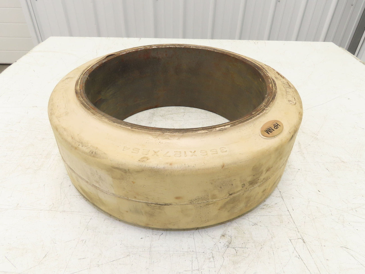 Cat Caterpillar 14x5x10 Forklift Tire Smooth Solid Press-on White Non-Marking