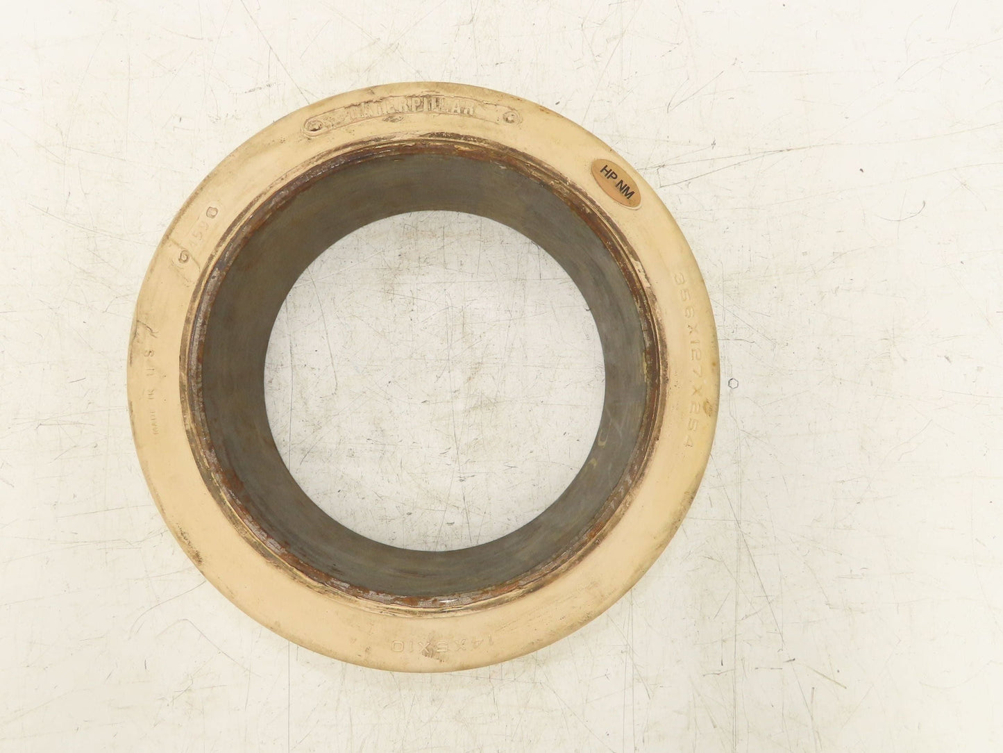 Cat Caterpillar 14x5x10 Forklift Tire Smooth Solid Press-on White Non-Marking