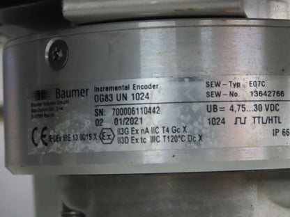 Sew Eurodrive R97 DRS160M4BE20/TF/EG7S Gear Motor 33.25:1 53rpm 11Kw 277/480V