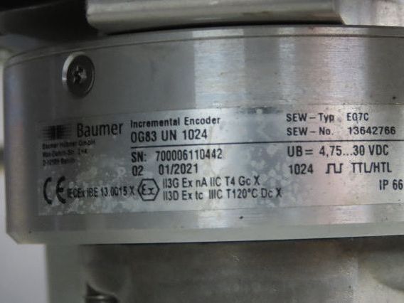Sew Eurodrive R97 DRS160M4BE20/TF/EG7S Gear Motor 33.25:1 53rpm 11Kw 277/480V
