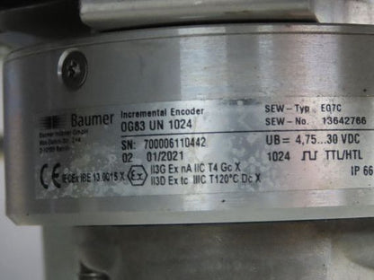Sew Eurodrive R97 DRS160M4BE20/TF/EG7S Gear Motor 33.25:1 53rpm 11Kw 277/480V