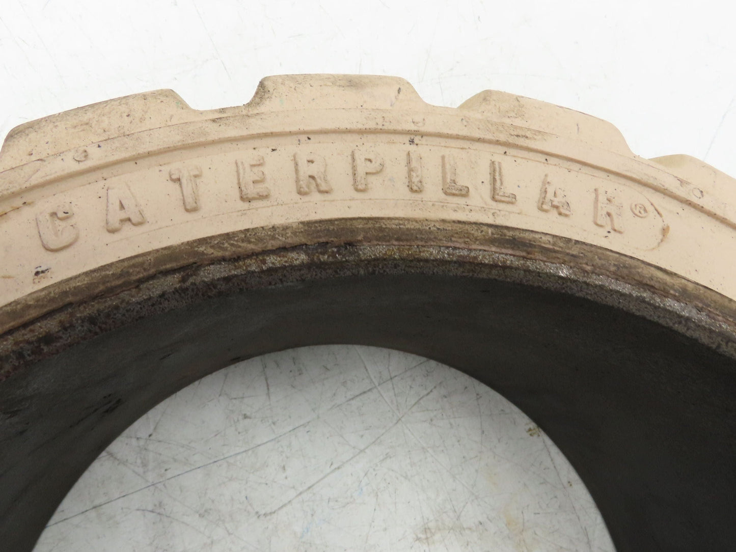 Cat Caterpillar 18x7x12-1/8 Forklift Tire Traction Solid Press-on White Non-Mark