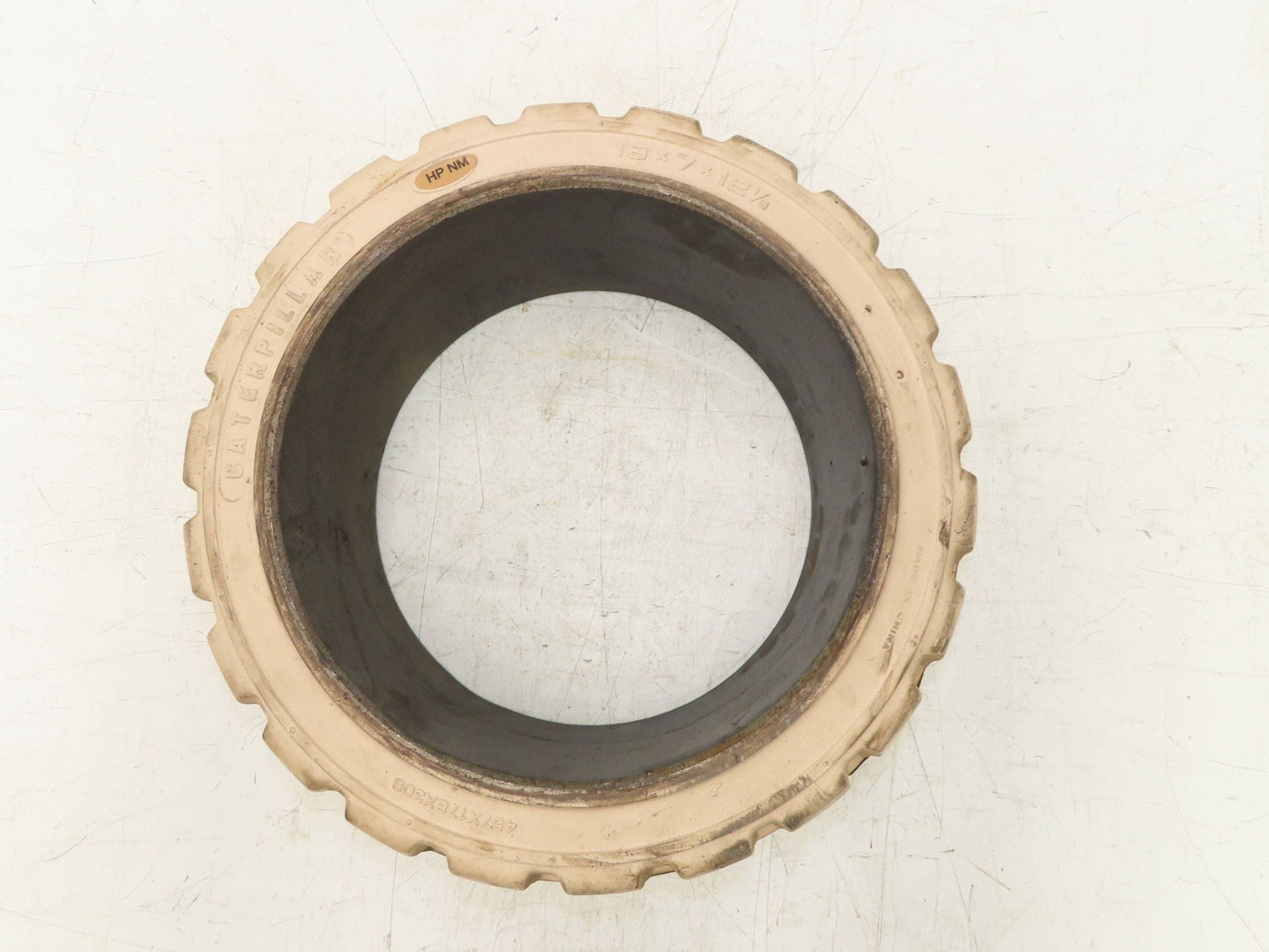 Cat Caterpillar 18x7x12-1/8 Forklift Tire Traction Solid Press-on White Non-Mark