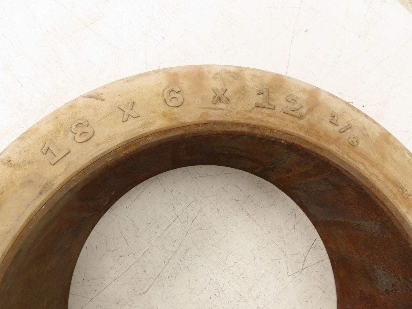 Monarch 18x6x12-1/8 Forklift Tire Smooth Solid Press-on White Non-Marking