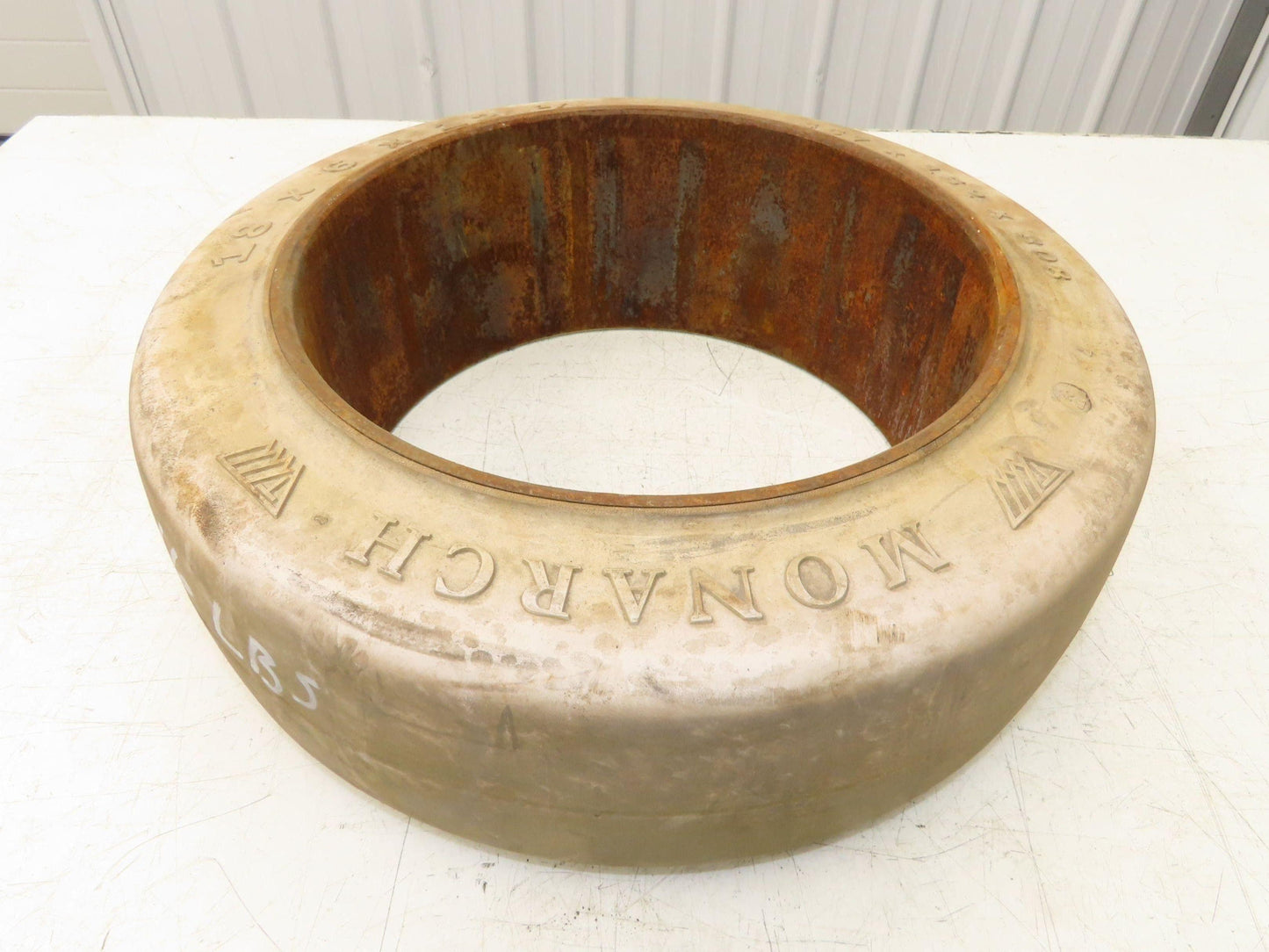 Monarch 18x6x12-1/8 Forklift Tire Smooth Solid Press-on White Non-Marking