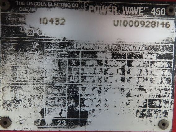 Lincoln 10432 Powerwave 450 Robot Welder Power Source 450A 3Ph 480V Ver Z970421R