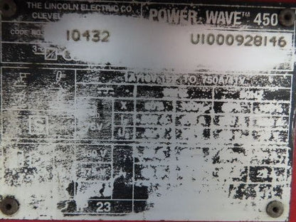 Lincoln 10432 Powerwave 450 Robot Welder Power Source 450A 3Ph 480V Ver Z970421R