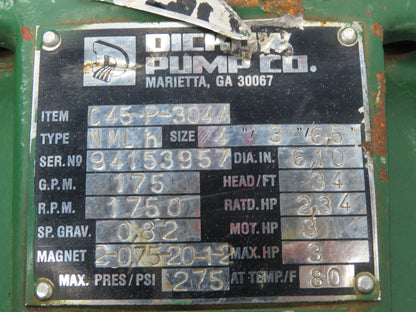 Dickow NMLH Magnetic Drive Centrifugal Pump 4x3" Flanged Sealless 175 GPM