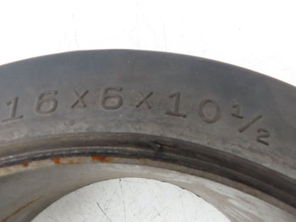 Super Solid 16x6x10.5 Forklift Tire Smooth Solid Press-on Black