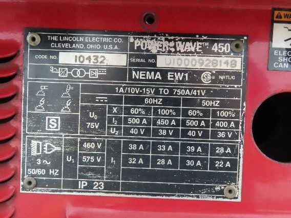 Lincoln 10432 Powerwave 450 Robot Welder Power Source 450A 3Ph 480V Ver Z970421R