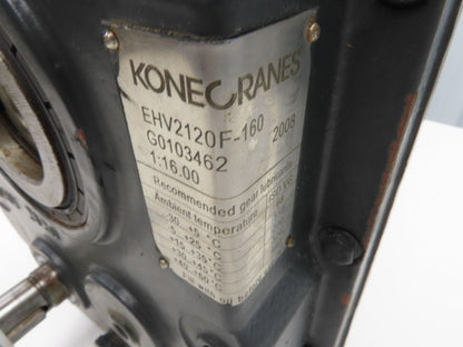 Kone Cranes EHV2120F-160 Gear Drive Reducer 16:1 Gearbox 60mm Hollow Shaft